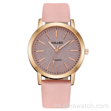 Relojes de cuarzo informales de moda para mujer, reloj de pulsera analógico con esfera esmerilada para mujer, accesorios de vestir con banda de cuero, relojes de pulsera